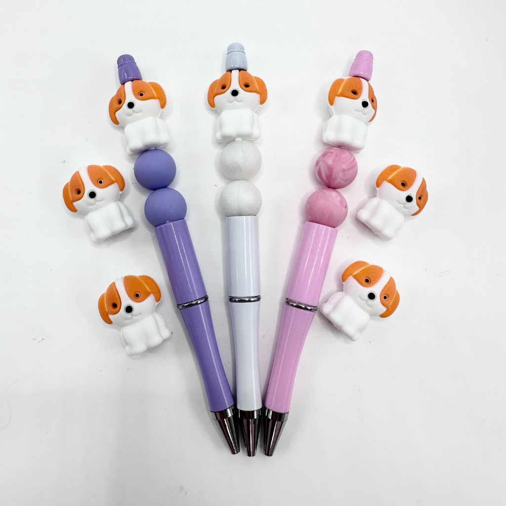 3D Cute Little Puppy Dog Silicone Focal Beads