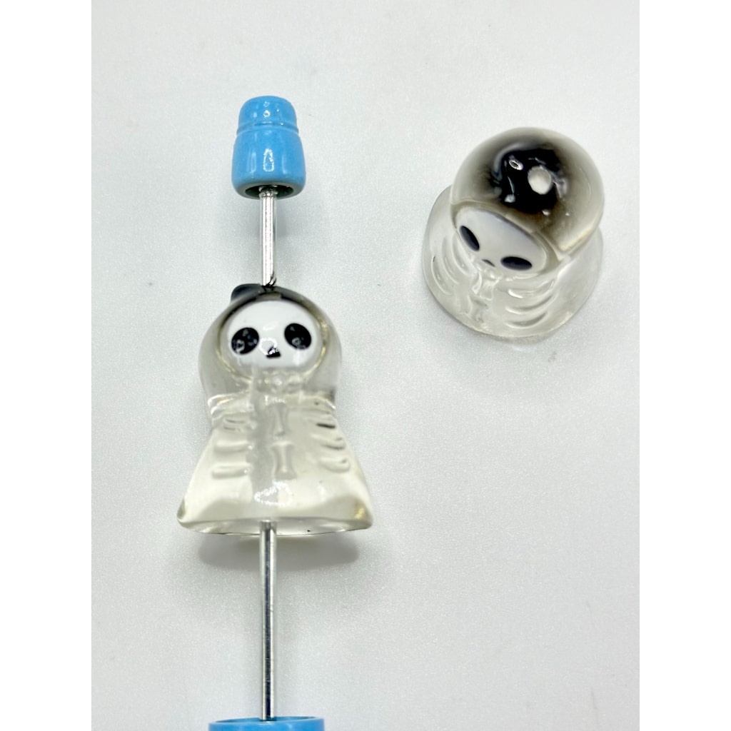 Crystal Ball Clear Ghost Cute Halloween Pen Toppers Beads, Around 10-13MM