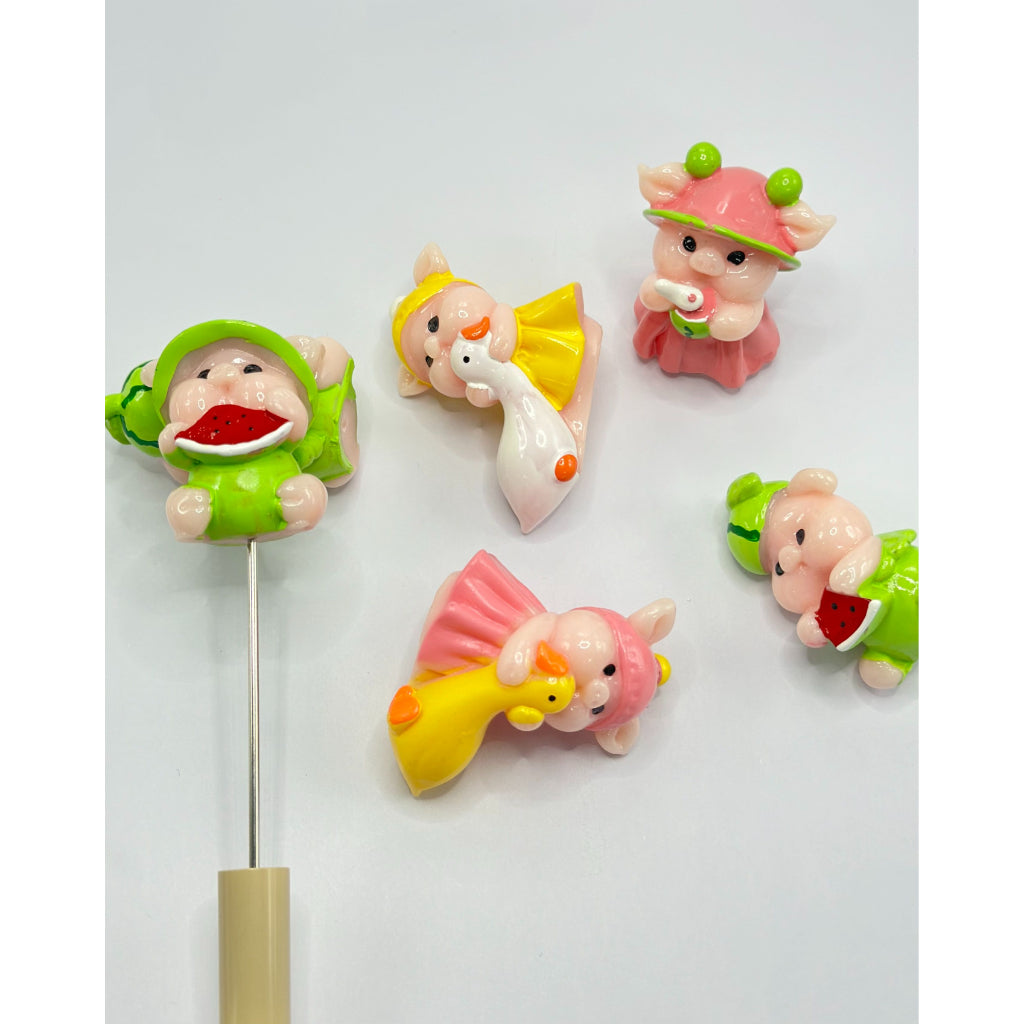 Piggie Little Cute Pen Toppers (With Hole), Random Mix, 43MM by 20MM