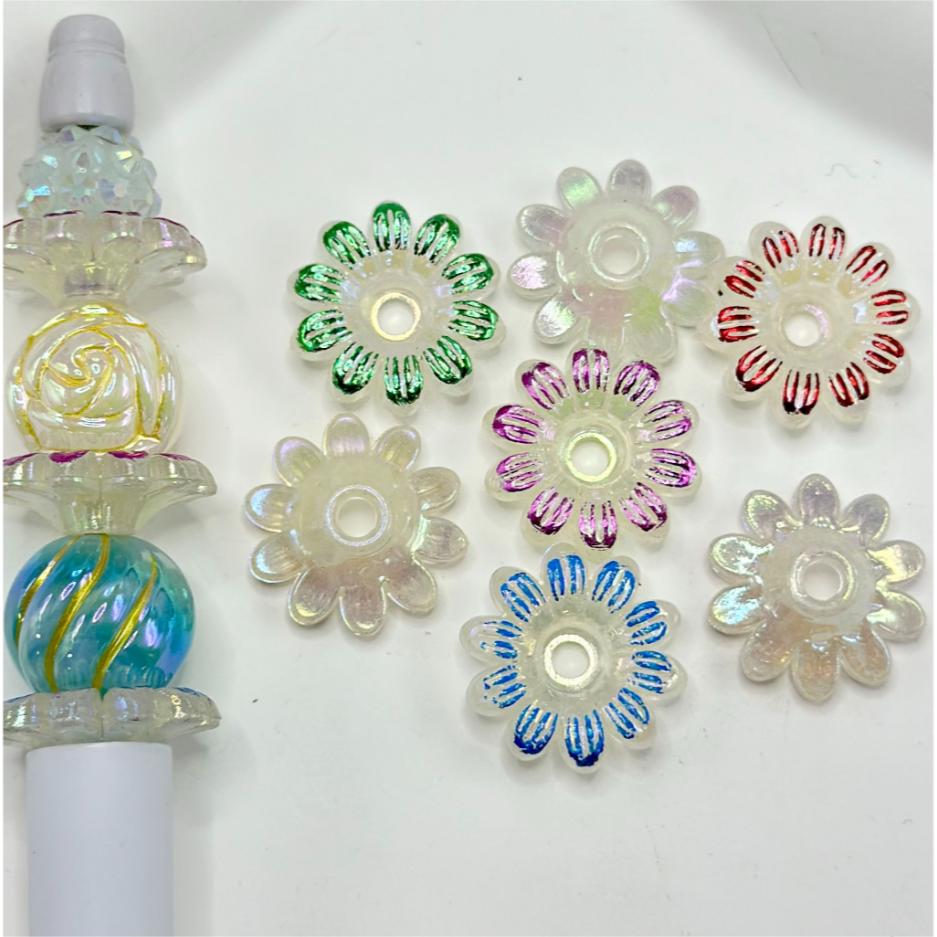 Colors Flowers Small Various with Various Colors Paint and Ten Petals Acrylic Beads, Random Mix Color, 20MM, Please Read Description