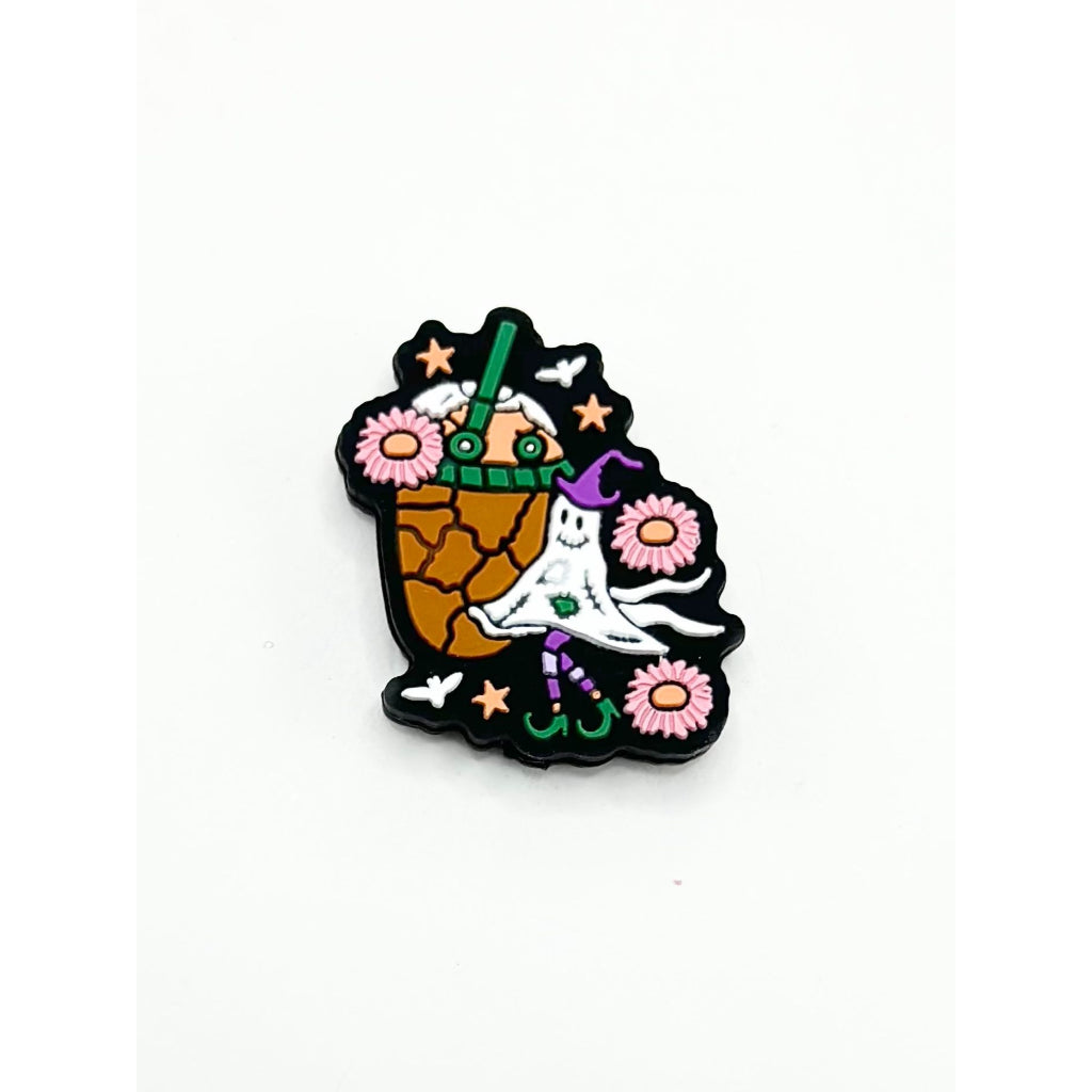 Magic Hat Ghost with Drink, Flowers, Stars, and Birds Silicone Focal Beads