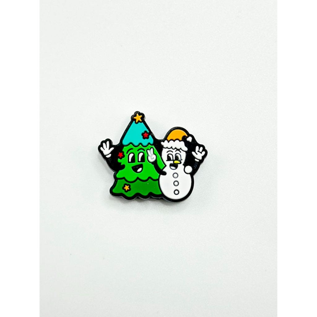 Cute Snow Man and Christmas Tree Silicone Focal Beads