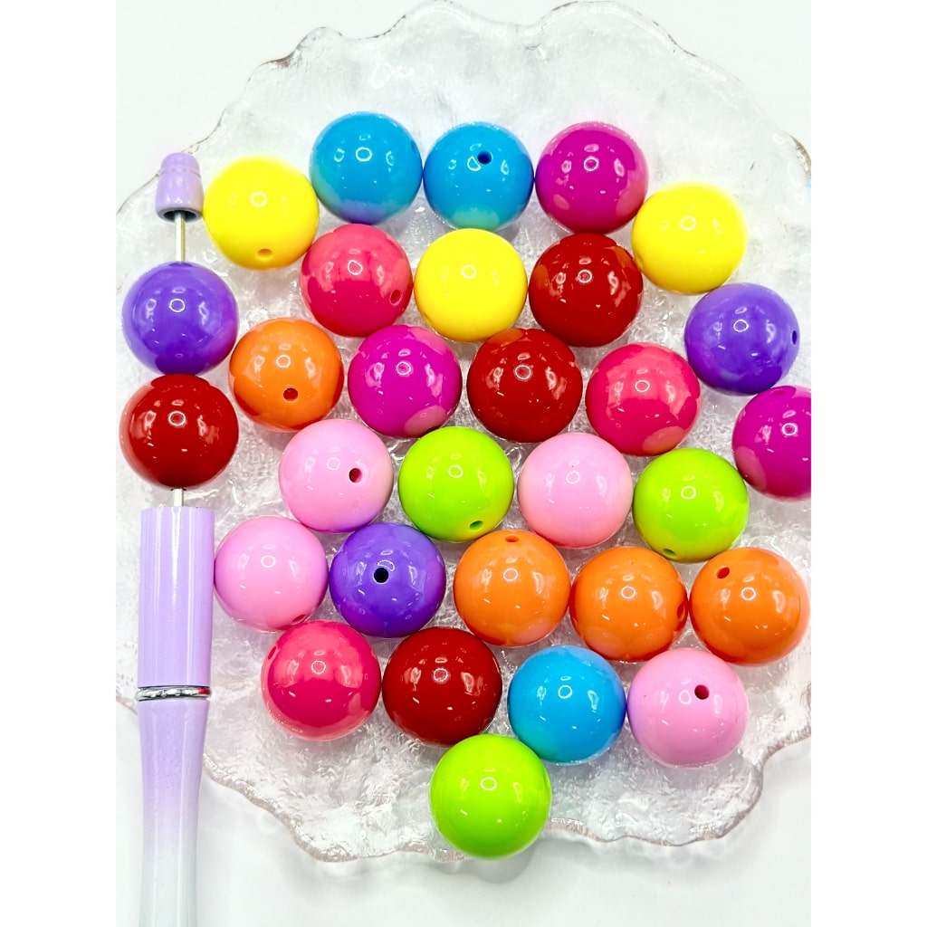 Round Large Solid Color Acrylic Beads, Random Mix, 20MM