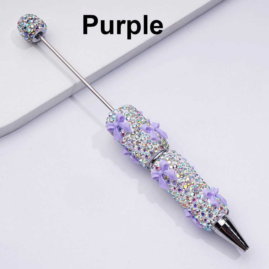 AB Rhinestone Beadable Clay Pens Fully Covered with Sparkle and Adorned with Cute Bowknots