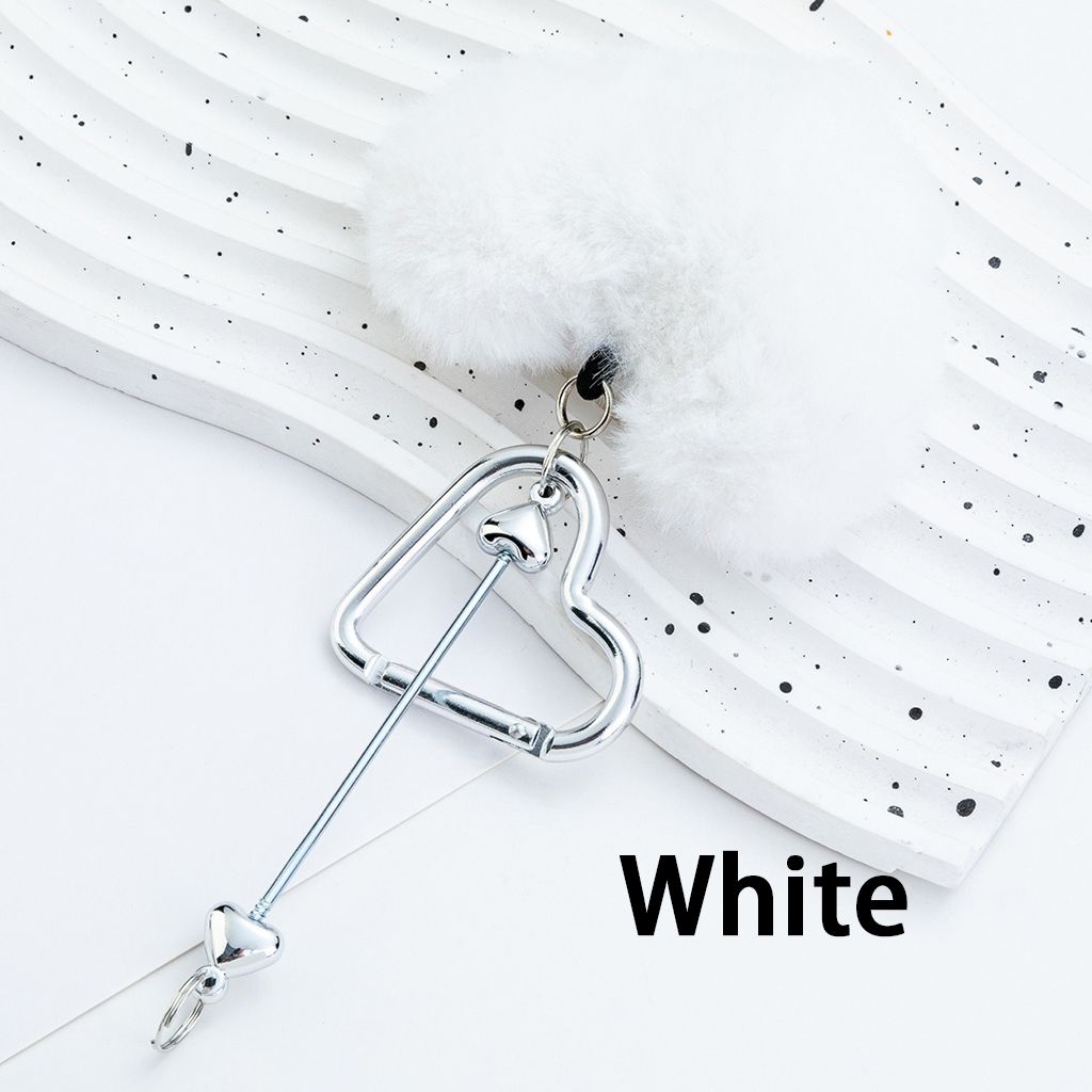 Beadable Metal Heart Shape Frame DIY Pom-Pom Heart Keychain 160MM