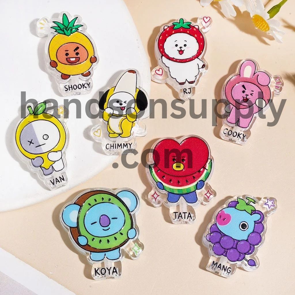 Adorable Korea Boy Group with Fruit Costume Acrylic Beads, Cartoon Image Style, Semi-Clear, Random Mix