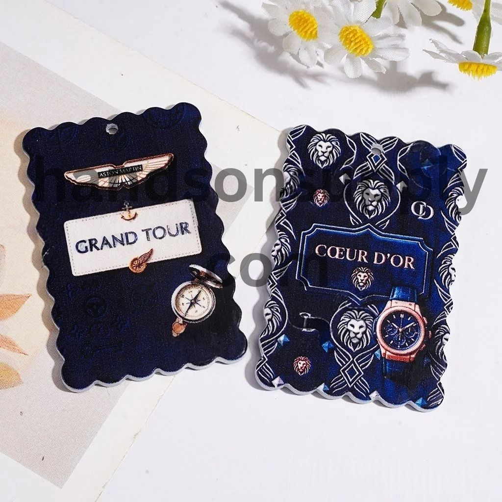 Elegant Watch and Trendy Timepiece Design Flat Rectangle Shape Acrylic Pendants, 39*58MM, Random Mix