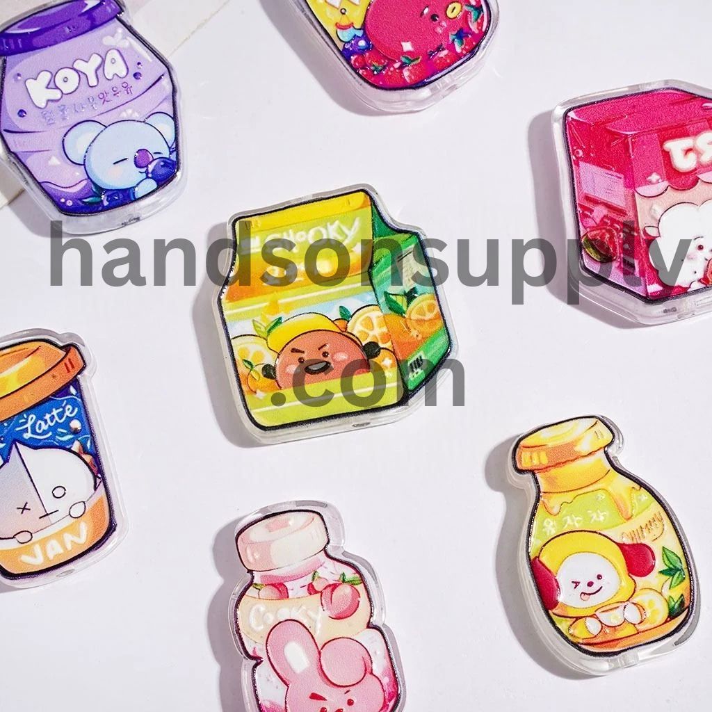 Playful Korean Boy Group Drinking Bottle Character Acrylic Beads, Random Mix