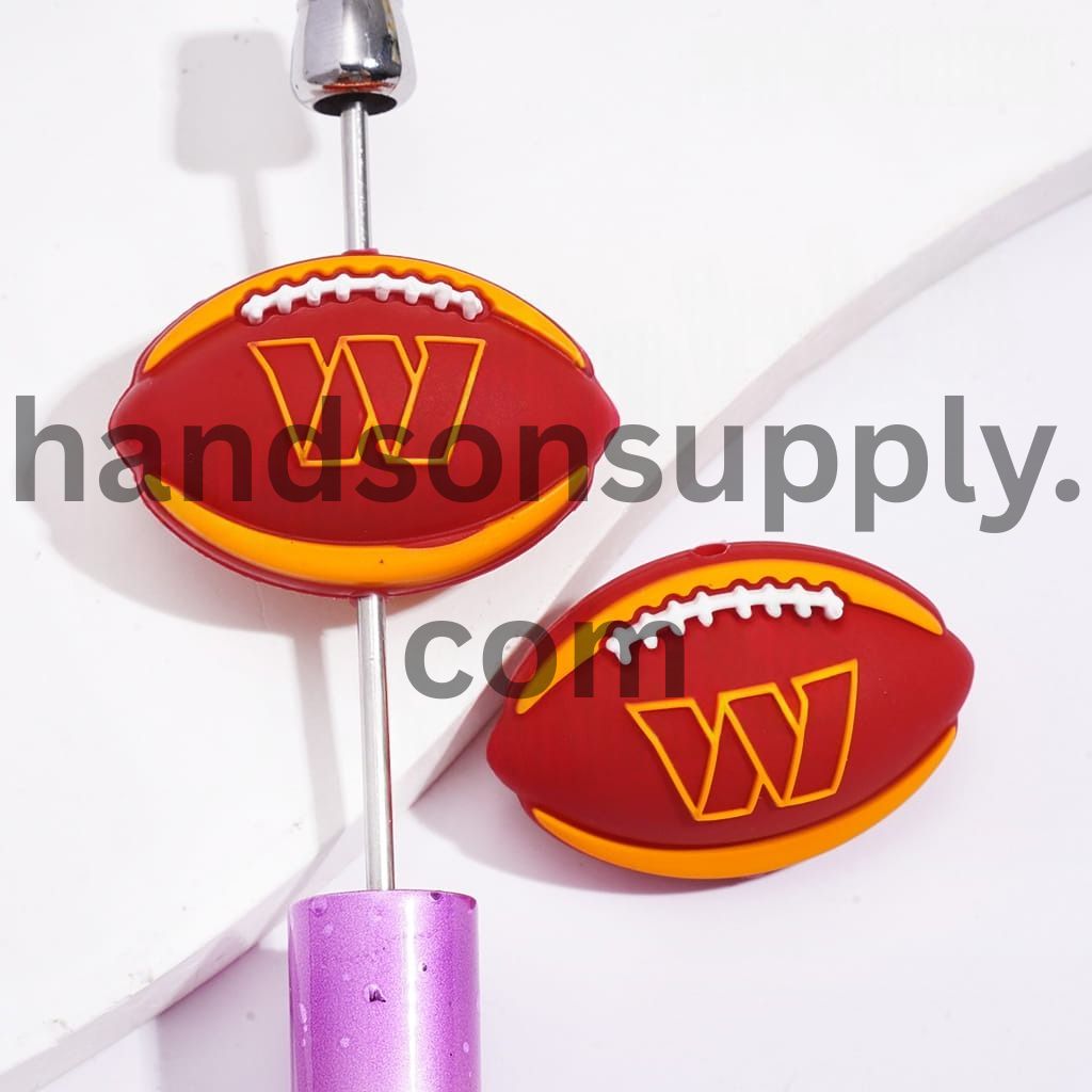 3D NFL Style Washington Football Sports Theme oval shape Silicone Focal Beads