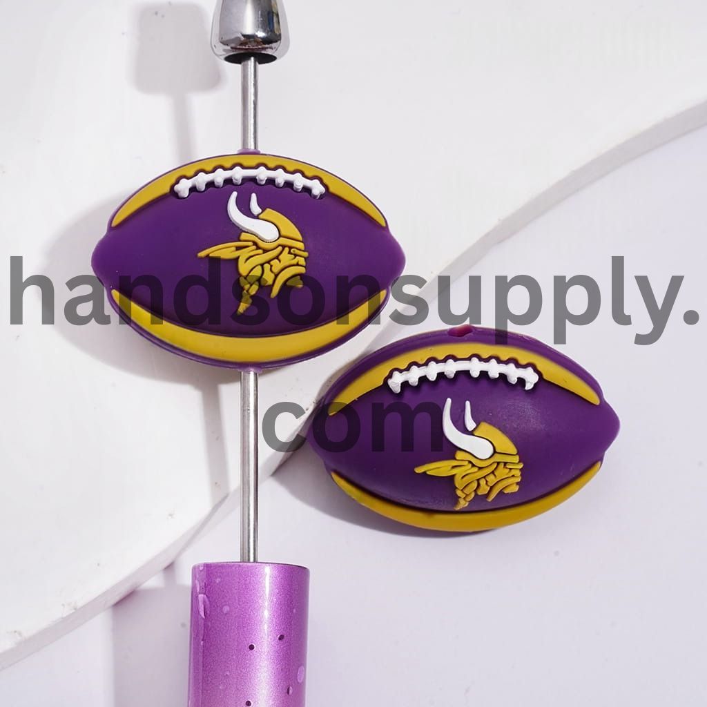 3D NFL Style Minnesota Football Sports Theme oval shape Silicone Focal Beads