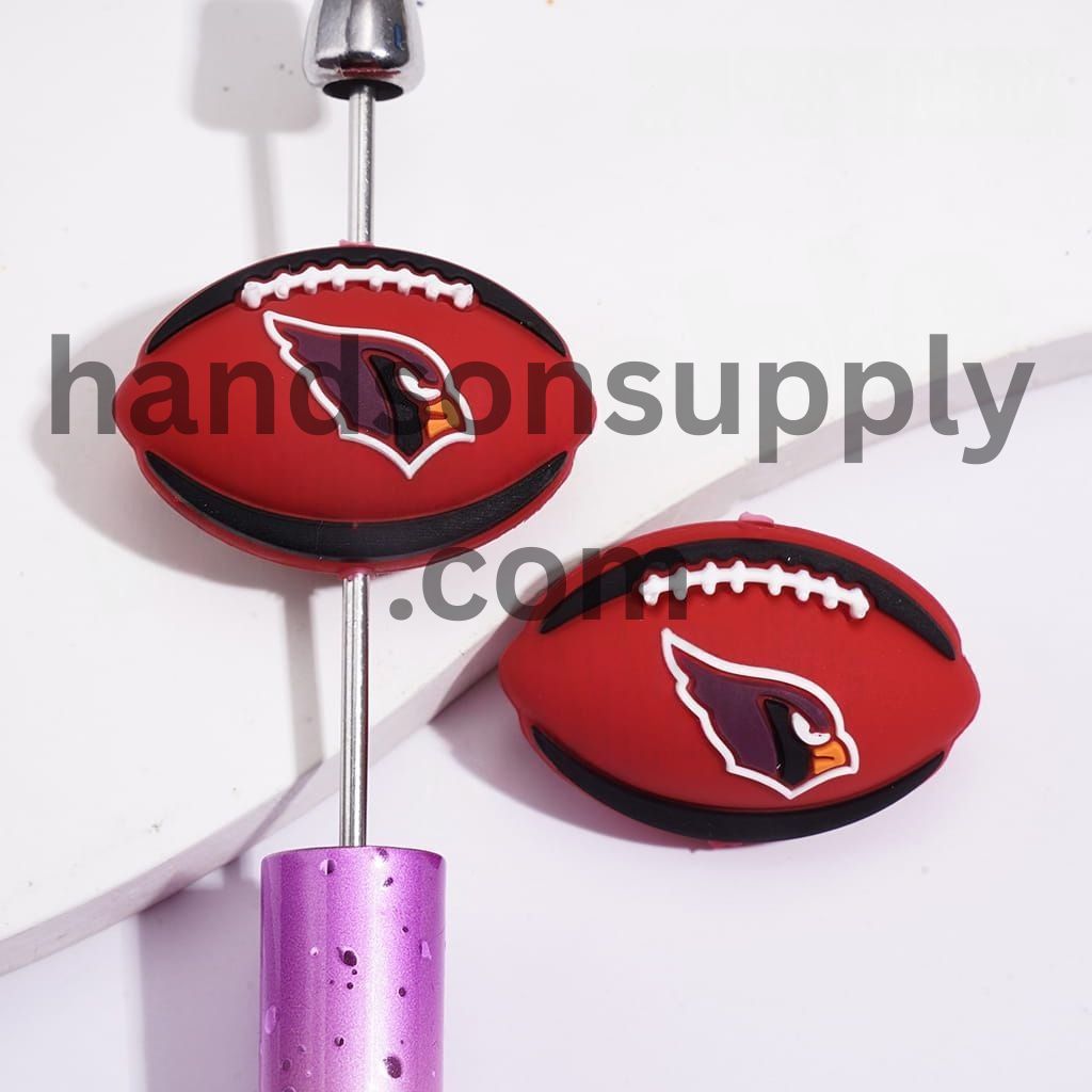 3D Arizona American Football Team Sports Theme Oval Shaped Silicone Focal Beads
