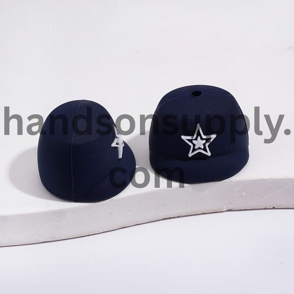 3D American Football Team Star Dallas Print Blue Baseball Cap Silicone Focal Bead