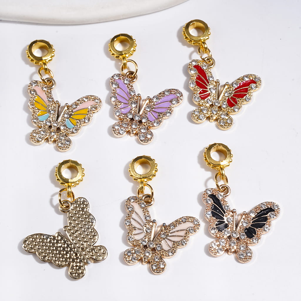Sparkling Butterfly Rhinestone Bail Loop Charms for DIY Jewelry, Multicolor