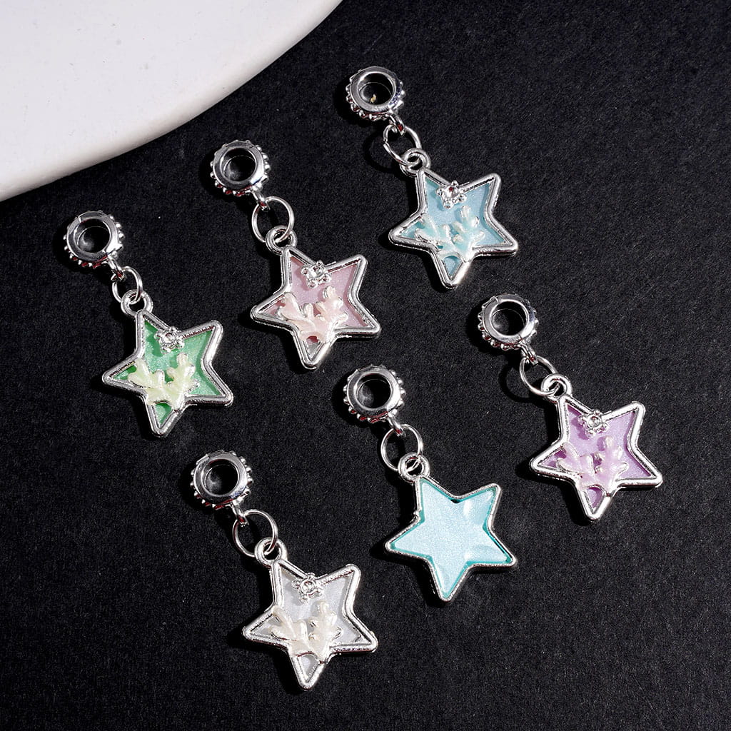 Alloy Bail Beads for Pendants, Big Five-Pointed Star with Antlers, Jewelry Accessory Random Mix