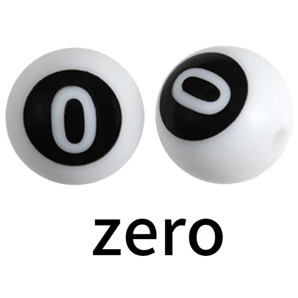 Round Numbers Printed Silicone Beads, Size 15mm