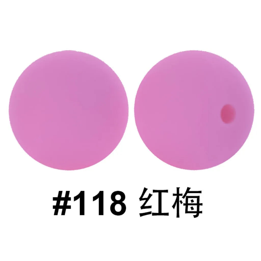 Solid Colored Silicone Beads 15 mm