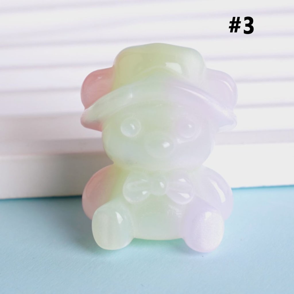 Adorable Ombre Color Cute Bear Glossy Gradient with Cap Hat Bow Acrylic Beads, Around 30*24MM