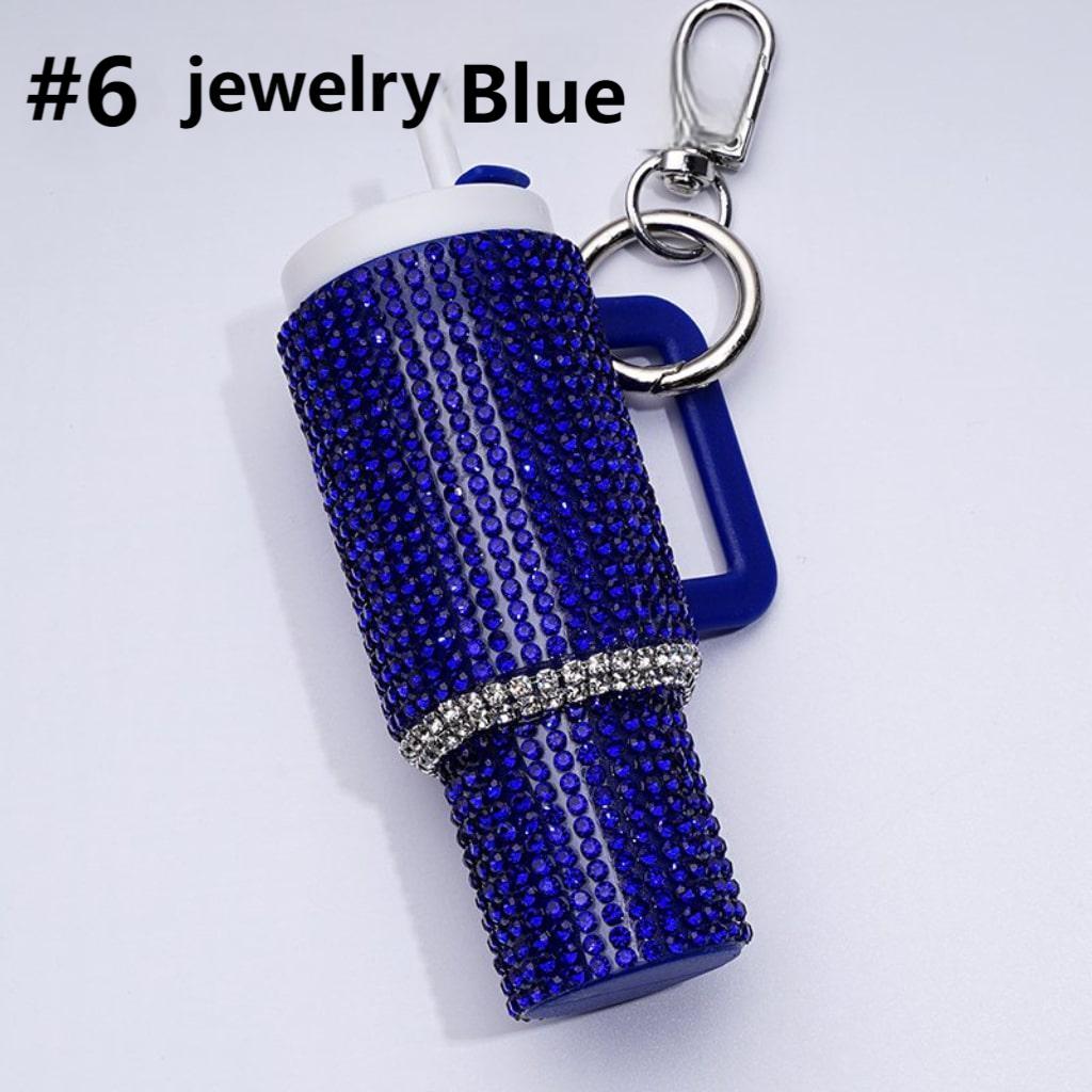 Rhinestones Bling Bling Mini Colorful Tumbler Chapstick Holder, Stanley Keychain Chapstick Holder, Size 10*5*3cm