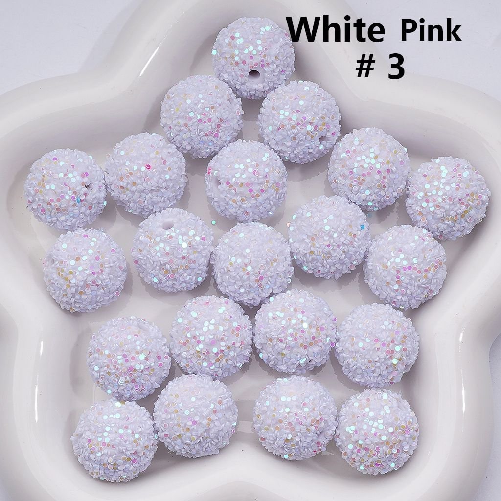 Shiny Confetti Round Acrylic Beads Solid Color Multicolor Look, 20MM