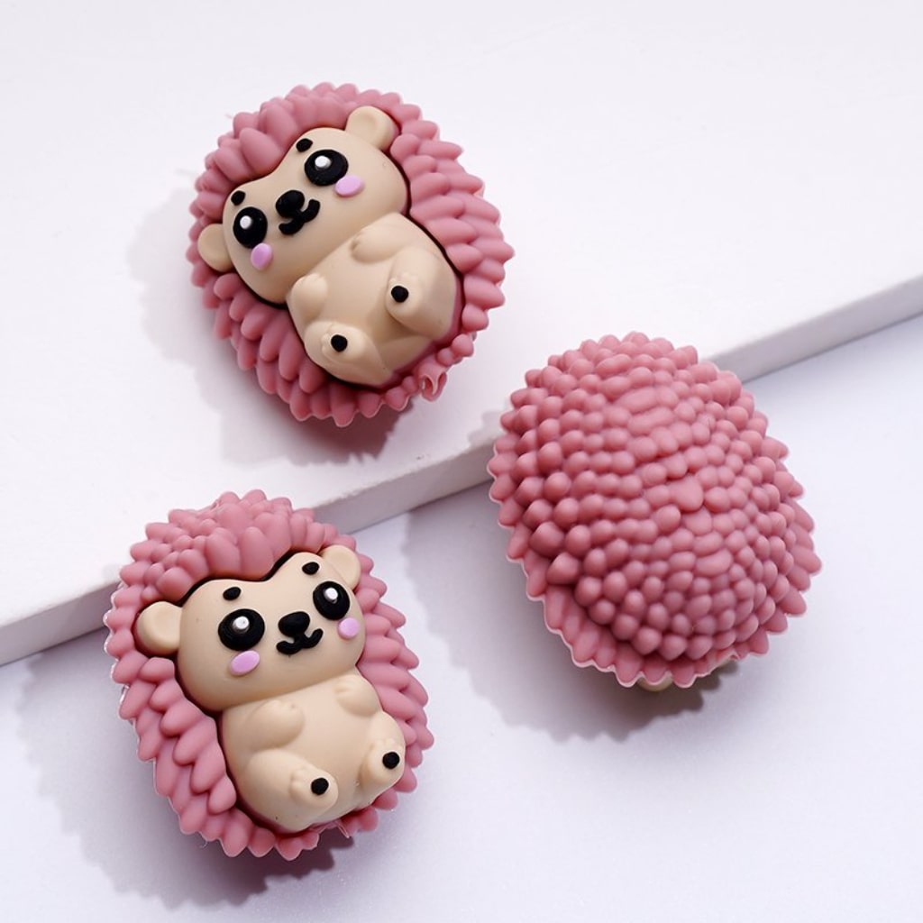 3D Hedgehogs Little Cute Silicone Focal Beads