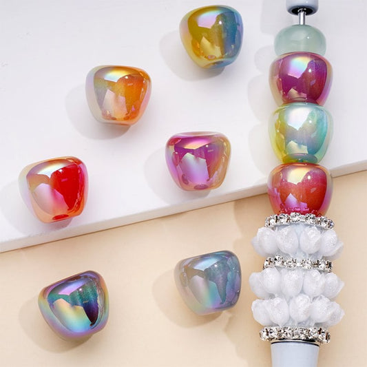 Dazzling Color UV Coating Apple Acrylic Beads, Around 14*16MM, Random Mix