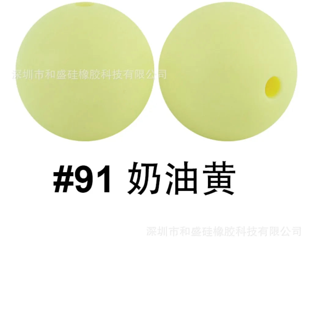 Solid Colored Silicone Beads 15 mm