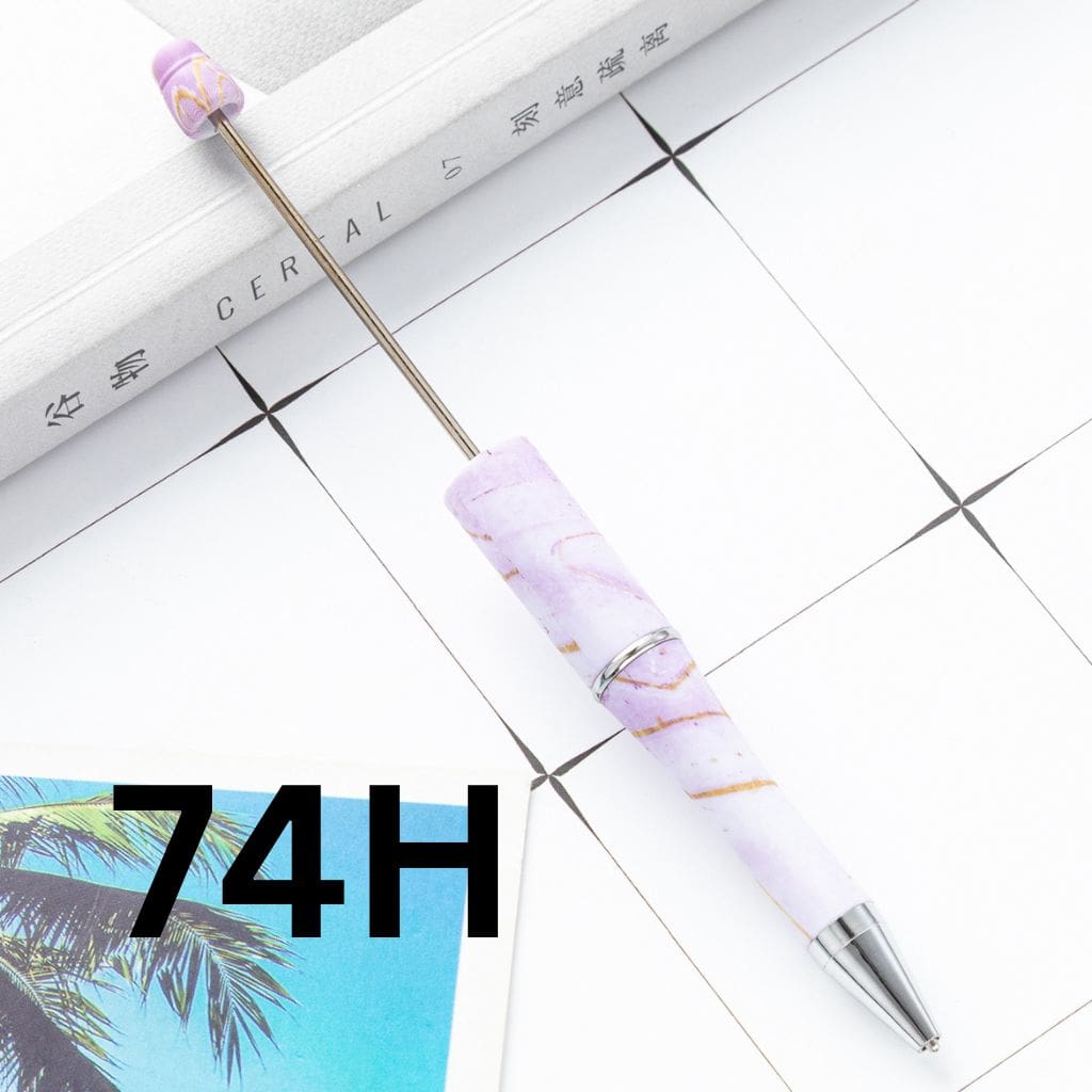 White and Baby Pink Printed Beadable Pens Number 74H