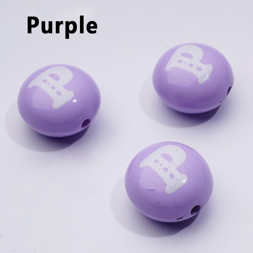 Mini Colorful Flat Acrylic Beads with English Letter Prints – 10x16MM