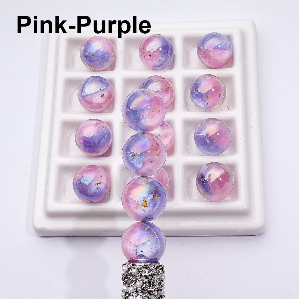 Double Color Resin Heart Beads with Gold Foil Clear Round Acrylic Design, Random Mix, 16MM