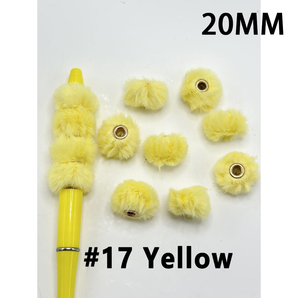 Cute Solid Colored Pom Pom Fluffy Hard Beads, 20MM