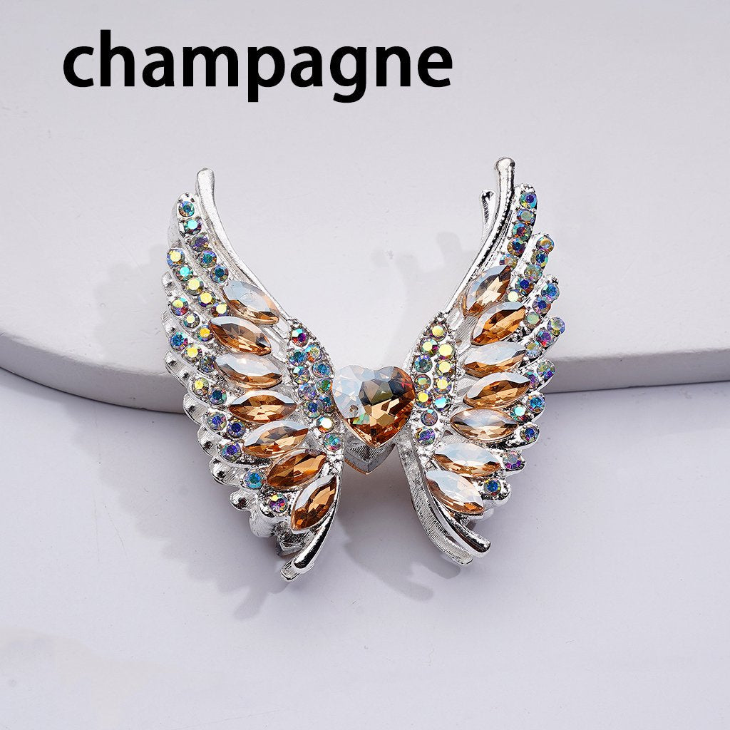 Exquisite Fancy Silver Alloy Angel's Wings Beads with Shiny Rhinestones, 46*50MM, Random Mix