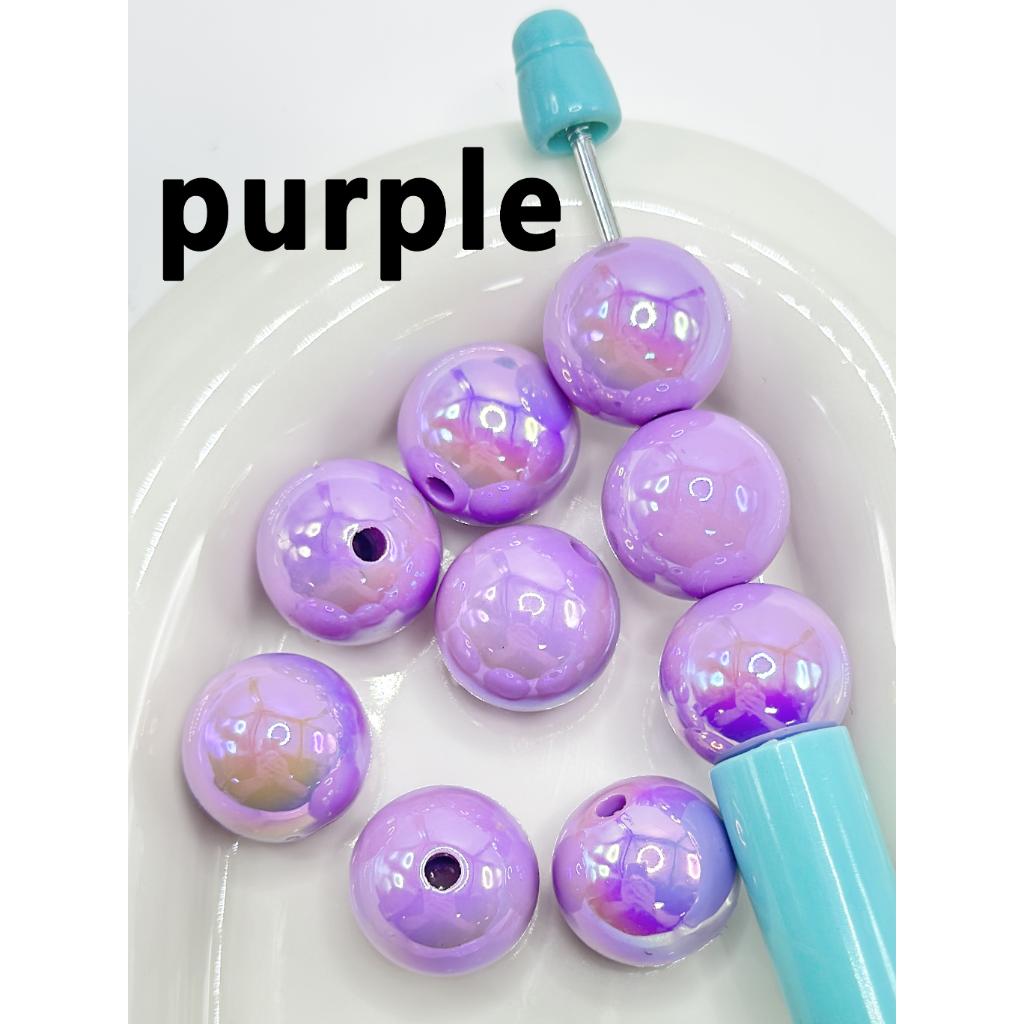 Glow in the Dark Luminous Candy Color Pastel Color Acrylic Beads with UV Plating, 16mm, Random Mix Color, YT