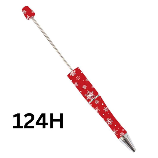 Snowflake with Red Background Printed Beadable Pens Number 124H