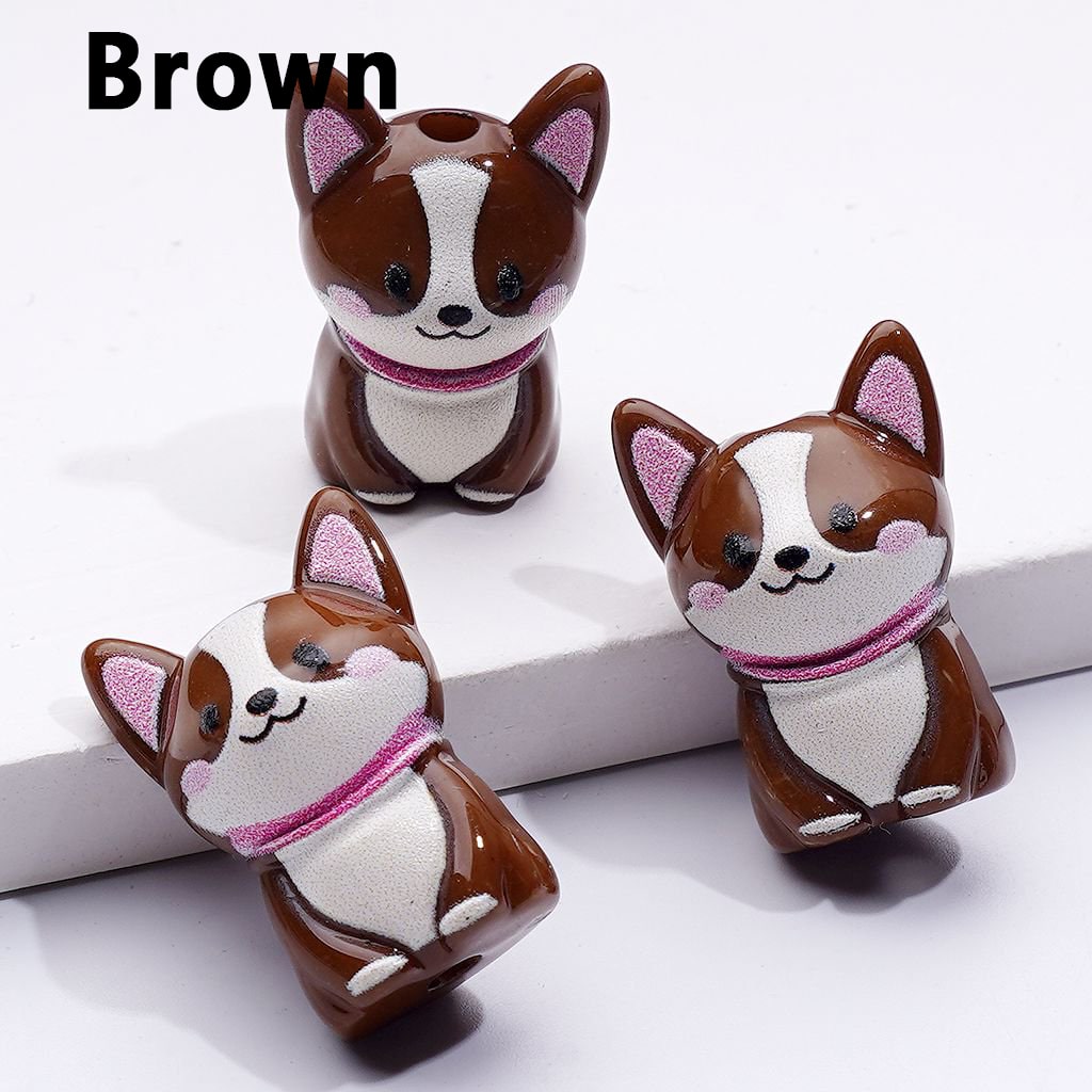Adorable Solid Color Puppy Dog Acrylic Beads – 23x12MM Charm