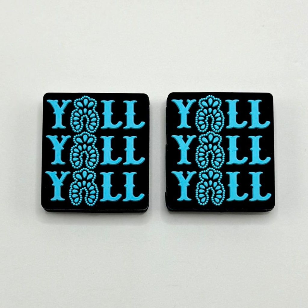 Blue Black Yoll Square Silicone Focal Beads