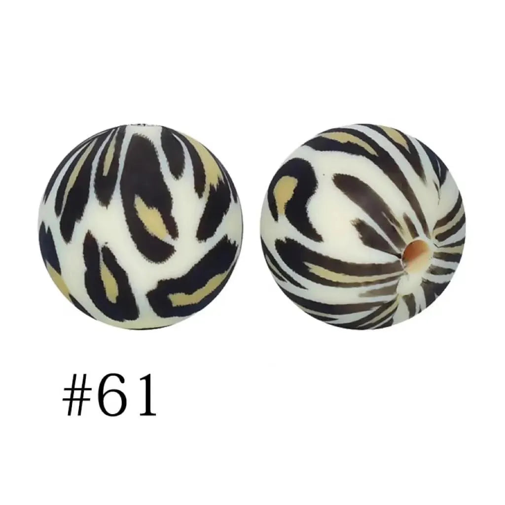 Round Printed Silicone Beads 15 mm