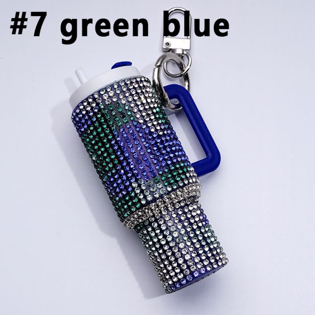 Rhinestones Bling Bling Mini Colorful Tumbler Chapstick Holder, Stanley Keychain Chapstick Holder, Size 10*5*3cm