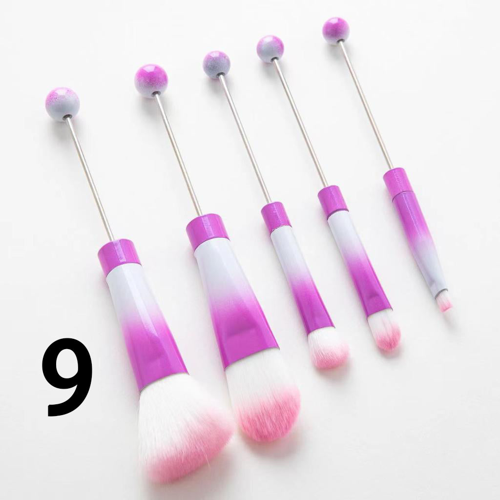 Beaded Make Up Brush Solid And Ombre Color Beadable Makeup Brushes (1 Set = 5 pieces)