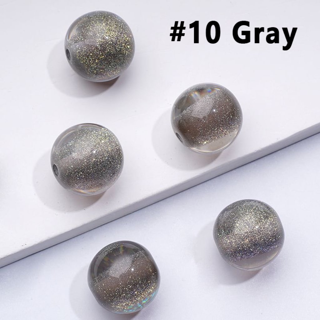 Glitter Galaxy Bling Bling Half Sugar Core Colorful Round Acrylic Beads, 12MM