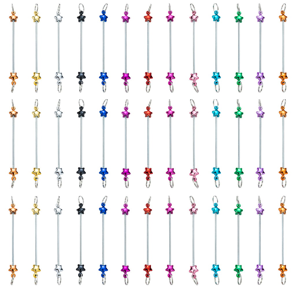 DIY Plastic Metallic Color Beadable Star Keychain Bars 10CM