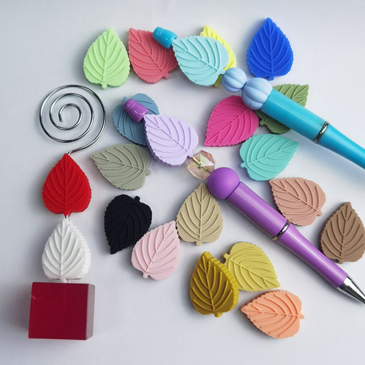 Nature’s Tiny Leaves Petite Mini Cute Colorful Tree Leafs Silicone Focal Beads  Color, Random Mix