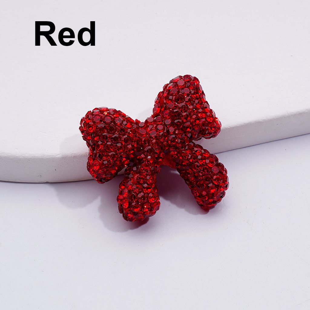 Colorful Bowknot Clay Beads with AB Rhinestones Adorable Multi-Color, 24*26MM, Random Mix