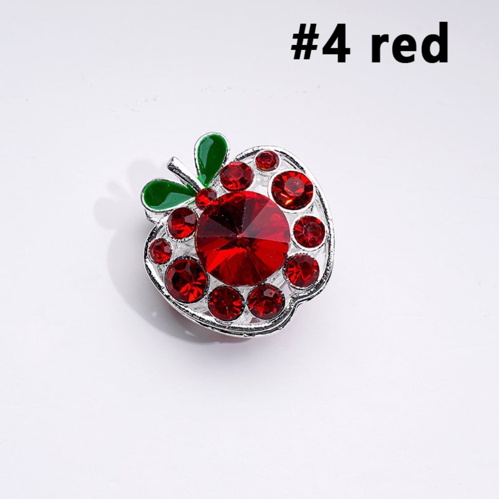 Silver Exquisite Fancy Alloy Apple with Colorful Rhinestones Beads, Around 25*25MM