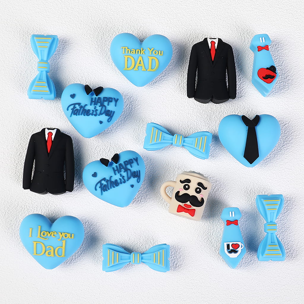 3D Happy Dad Father’s Day Theme Series Heart Shape Silicone Focal Beads