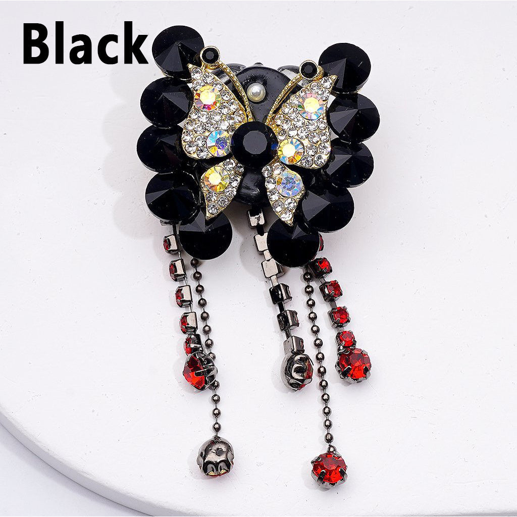 Gold Alloy Butterfly Fancy Bling Bling with Shiny Rhinestones Chains Cute Butterflies Hearts and Clay Beads Around 34*34MM