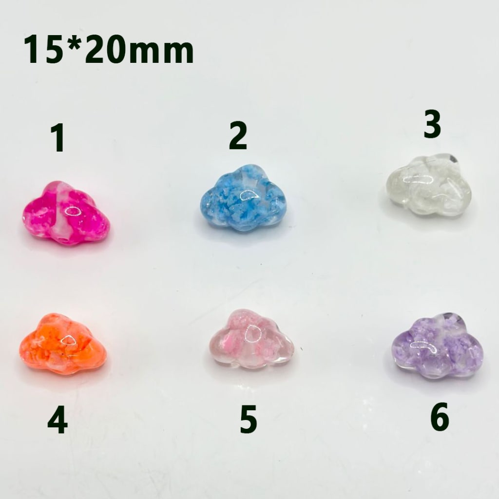 Clear Cute Cloud Acrylic Beads Mini Colorful Cloud Inside, 15*20MM, Please Read the Description