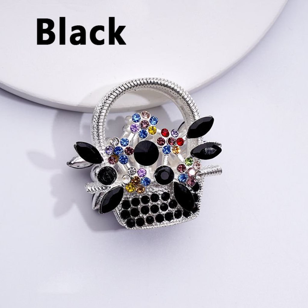 Glittering Silver Alloy Flower Basket Beads Adorned with Sparkling Multi-Color Rhinestones Approx. 37x37MM