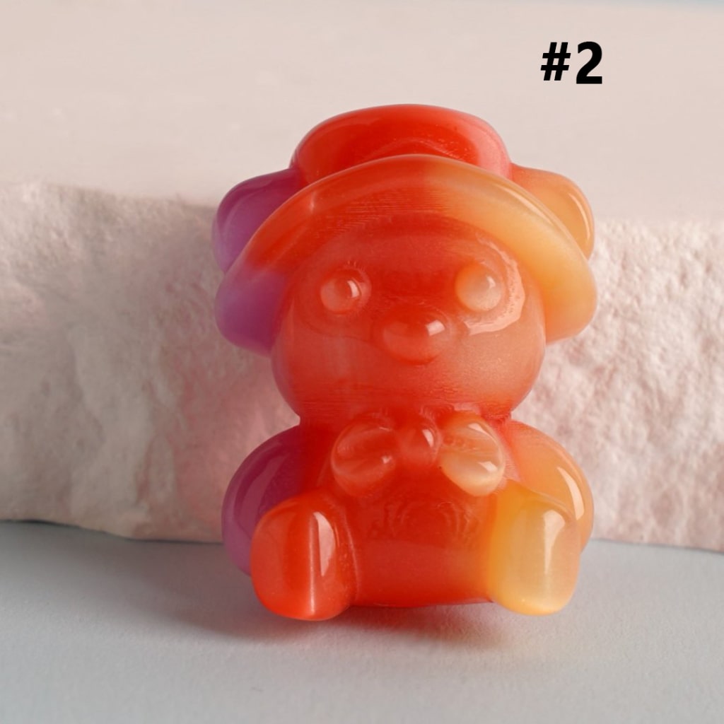 Adorable Ombre Color Cute Bear Glossy Gradient with Cap Hat Bow Acrylic Beads, Around 30*24MM