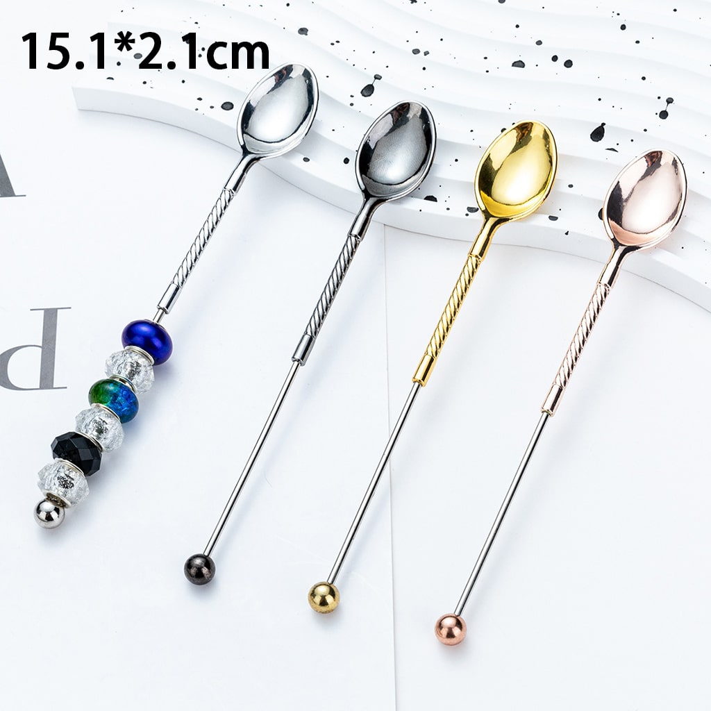 Diy Beadable Mini Cute Metallic DIY Spoon 151MM Random Mix