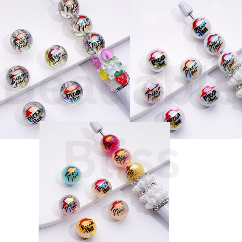 UV Coating Clear White Jelly Color Pizzahu Round Acrylic Beads, 16MM, Random Mix